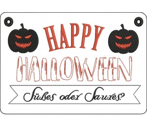 Stickdatei ITH - Türschild Happy Halloween